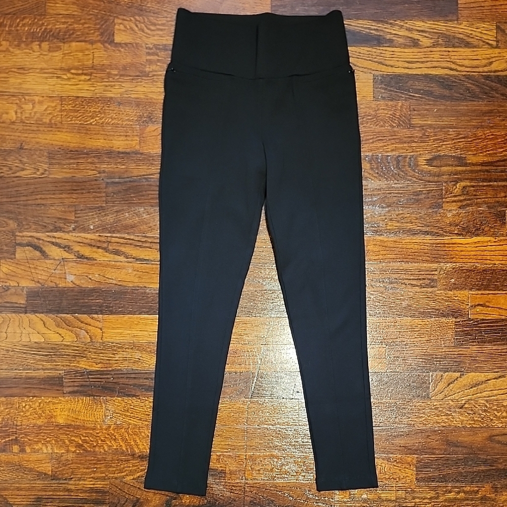 NWOT Betabrand Black High-Rise Legging Pants Front Pocket Zipper Thick Waistband